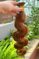 Double Drawn Auburn Brown Body Wave Bulk Hair BU60 - Image 3