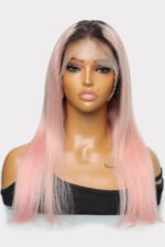 13x6 Glueless Hd Lace Pink Wig Dark Roots-HD51 - Image 3