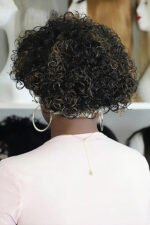 Pixie Cut Curly Bob Highlight Brown Color Headband Wig - Image 3