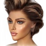 Pixie Cut Wig HD Lace Wave Human Hair Brown Pink Gray