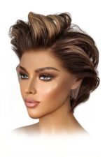 Pixie Cut Wig HD Lace Wave Human Hair Brown Pink Gray