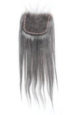Salt and Pepper 5x5 HD Lace Closure Straight Human Hair 85% Gray - Image 4