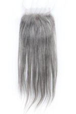 Salt and Pepper 5x5 HD Lace Closure Straight Human Hair 85% Gray