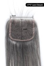 Salt and Pepper 5x5 HD Lace Closure Straight Human Hair 85% Gray - Image 3