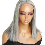 Salt and Pepper Bob 12 Inch 5x5 HD Closure Wig