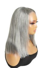 Salt and Pepper Bob 12 Inch 5x5 HD Closure Wig - Image 2