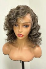 Salt and Pepper HD Lace Wig Short Bob Glueless Human Hair - Image 4