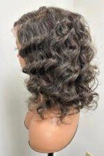 Salt and Pepper HD Lace Wig Short Bob Glueless Human Hair - Image 2