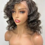 Salt and Pepper HD Lace Wig Short Bob Glueless Human Hair