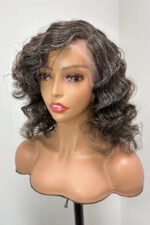 Salt and Pepper HD Lace Wig Short Bob Glueless Human Hair
