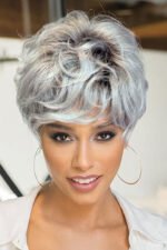 Grey Pixie Cut Human Hair Wig with Bangs MM19 - Image 2