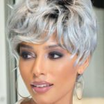 Grey Pixie Cut Human Hair Wig with Bangs MM19