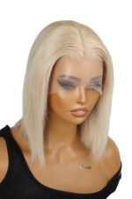 Shortr Blonde Bob Blunt Cut Shoulder Length Bone Straight - Image 2