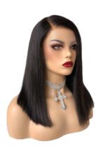 Shoulder Length Long Bob Wig 13x6 Hd Lace Black Straight Virgin Hair - Image 4