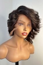 Shoulder Length Long Bob with Side Fringe Wavy 13x6 HD Glueless - Image 2