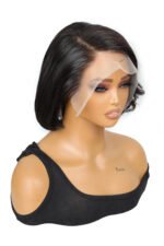 Side Part Asymmetrical Chin Length Bob Glueless Lace Frontal Wig - Image 4