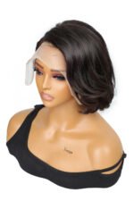 Side Part Asymmetrical Chin Length Bob Glueless Lace Frontal Wig - Image 2