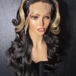 Skunk Stripe Wigs 13x6 Glueless HD Lace Body Wave Brown Highlights