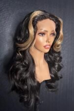 Skunk Stripe Wigs 13x6 Glueless HD Lace Body Wave Brown Highlights - Image 3