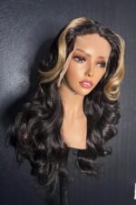Skunk Stripe Wigs 13x6 Glueless HD Lace Body Wave Brown Highlights - Image 4