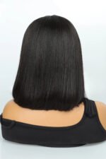 5x5 HD Lace Closure Wig Straight Black Blunt Cut Bob Human Hair - Image 6