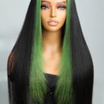Layered Wolf Cut Green Skunk Stripe Wig Glueless HD Lace Frontal
