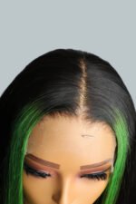 Layered Wolf Cut Green Skunk Stripe Wig Glueless HD Lace Frontal - Image 4