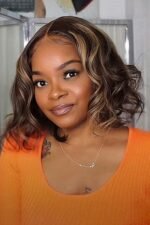 T Part Lace Wig Highlight Wave Bob Human Hair - TP13
