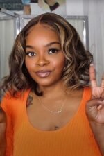 T Part Lace Wig Highlight Wave Bob Human Hair - TP13 - Image 2