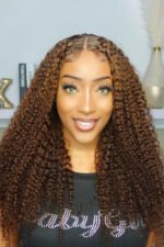 T Part Lace Wig Chocolate Color Curly-TP09 - Image 3