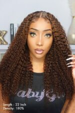 T Part Lace Wig Chocolate Color Curly-TP09 - Image 2