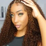 T Part Lace Wig Chocolate Color Curly-TP09