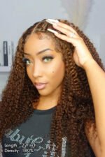 T Part Lace Wig Chocolate Color Curly-TP09