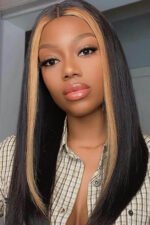 T Part Lace Wig Highlight Straight Human Hair - TP11 - Image 2