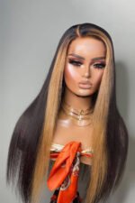 T Part Lace Wig Highlight Straight Human Hair - TP11 - Image 4