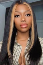 T Part Lace Wig Highlight Straight Human Hair - TP11 - Image 3
