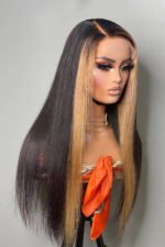 T Part Lace Wig Highlight Straight Human Hair - TP11 - Image 6