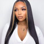 T Part Lace Wig Highlight Straight Human Hair - TP11
