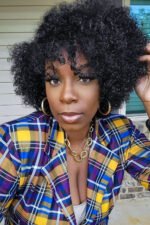 T Part Wig Side Part Bob Kinky Curly-PB40 - Image 2