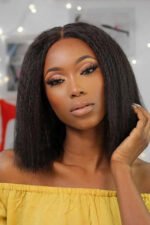 Blunt Cut Yaki Straight Short Bob 13x4 Full Frontal Lace Wig Glueless
