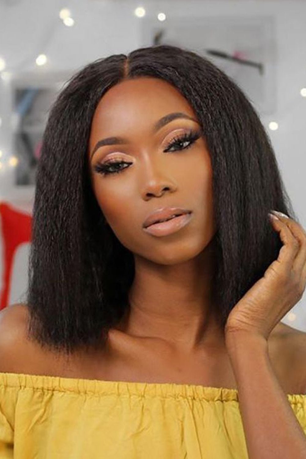 ygwigs-13-4-deep-part-yaki-straight-bob-lace-wigs-natural-color-1.jpg Blunt Cut Yaki Straight Short Bob 13x4 Full Frontal Lace Wig Glueless - Image 1