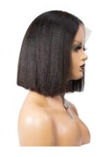Blunt Cut Yaki Straight Short Bob 13x4 Full Frontal Lace Wig Glueless - Image 3