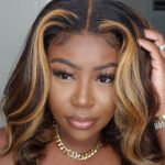 13x6 HD Glueless Lace Brown with Blond Highlight Wave Wig-HD22