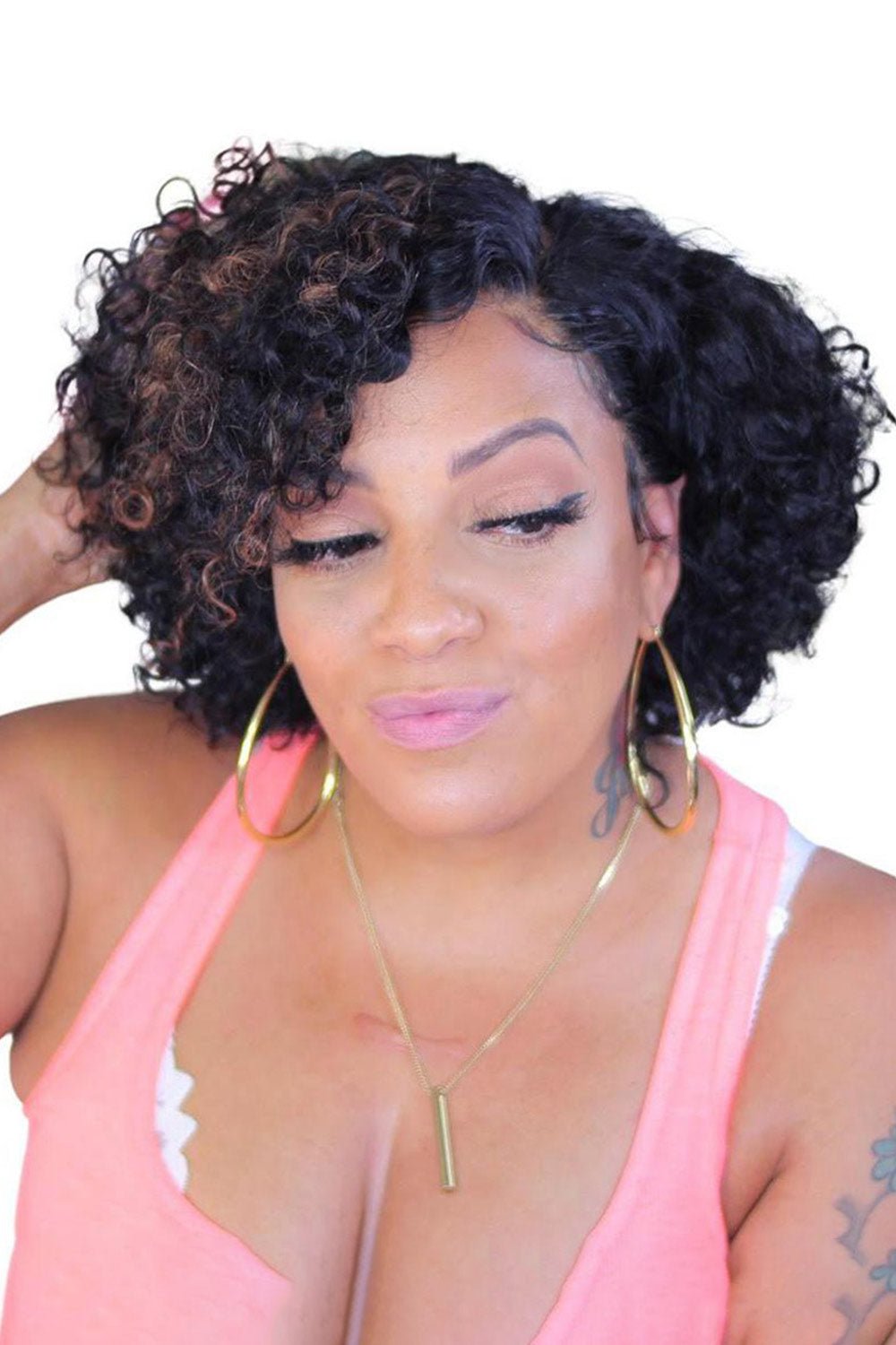ygwigs-13-6-t-part-bob-wigs-curly-summer-style-6.jpg T Part Lace Wig Highlight Curly Bob-PB38 - Image 1