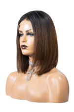 13x6 Short Lace Front Wigs Shoulder Length Dark Root Brown Bob - Image 4