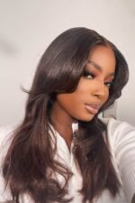 13x6 HD Straight Wigs Ombre Brown Human Hair - HD14